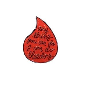 Enamel Pin - Red Glitter Girl Power, Anything Bleeding Funny Hero Hilarious